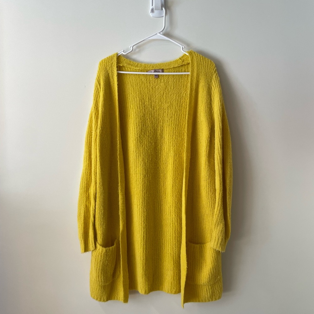 Love Tree Sunshine Yellow Cardigan with Pockets size M